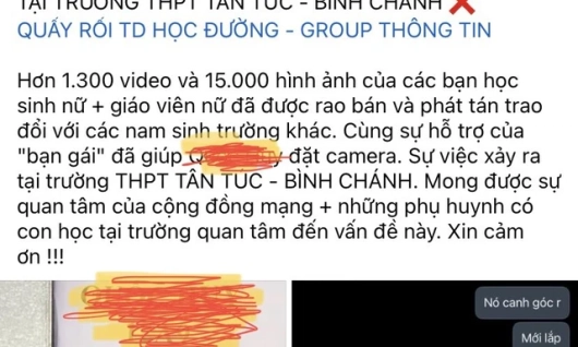 TP Hồ Chí Minh: Chính quyền thông tin về vụ quay lén nữ sinh trong nhà vệ sinh